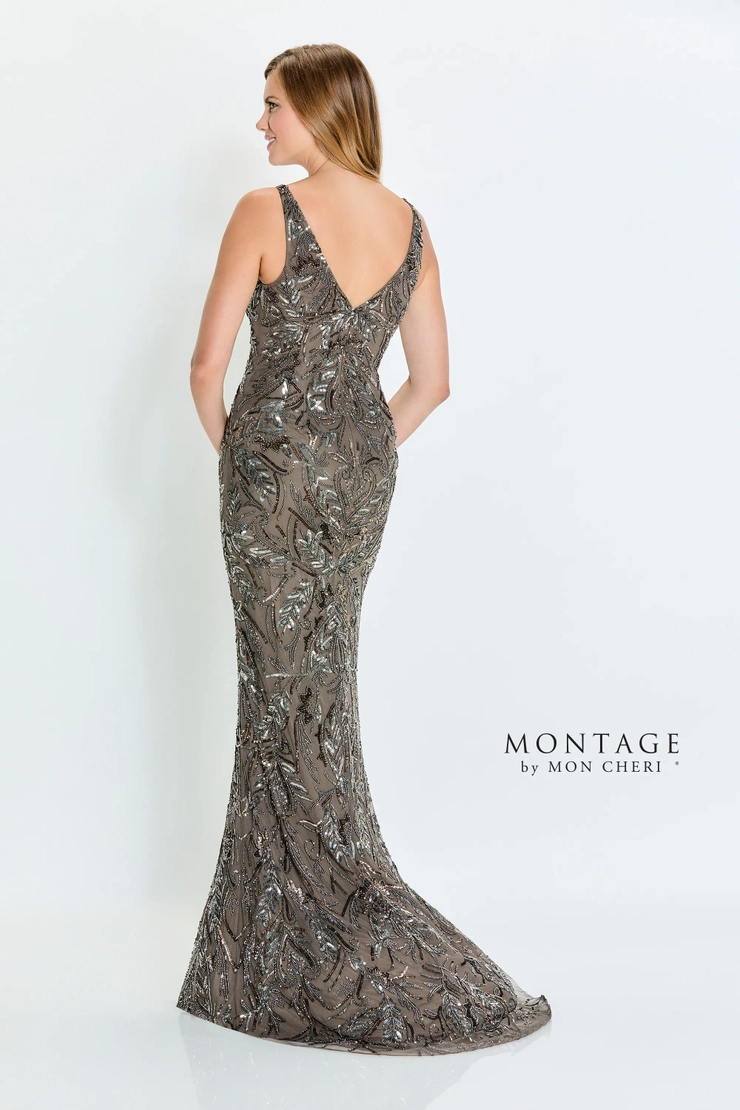 Glamorous Fit and Flare V-Neck Sequins Mother of the Bride Dress #M531