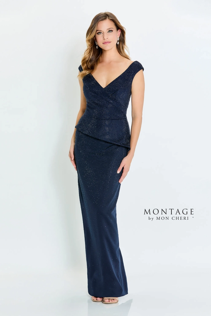 Captivating Straight V-Neck Stretch Crepe Mother of the Bride Dress #M536