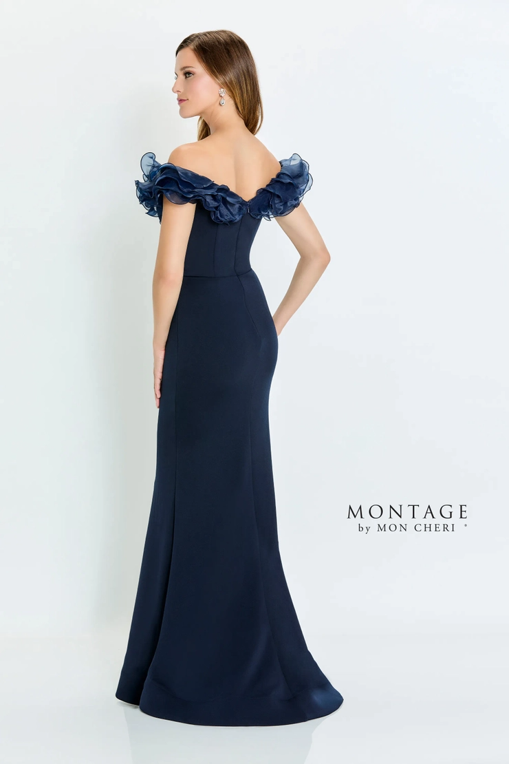 Elegant Fit and Flare Off-the-Shoulder Organza Mother of the Bride Dress #M538