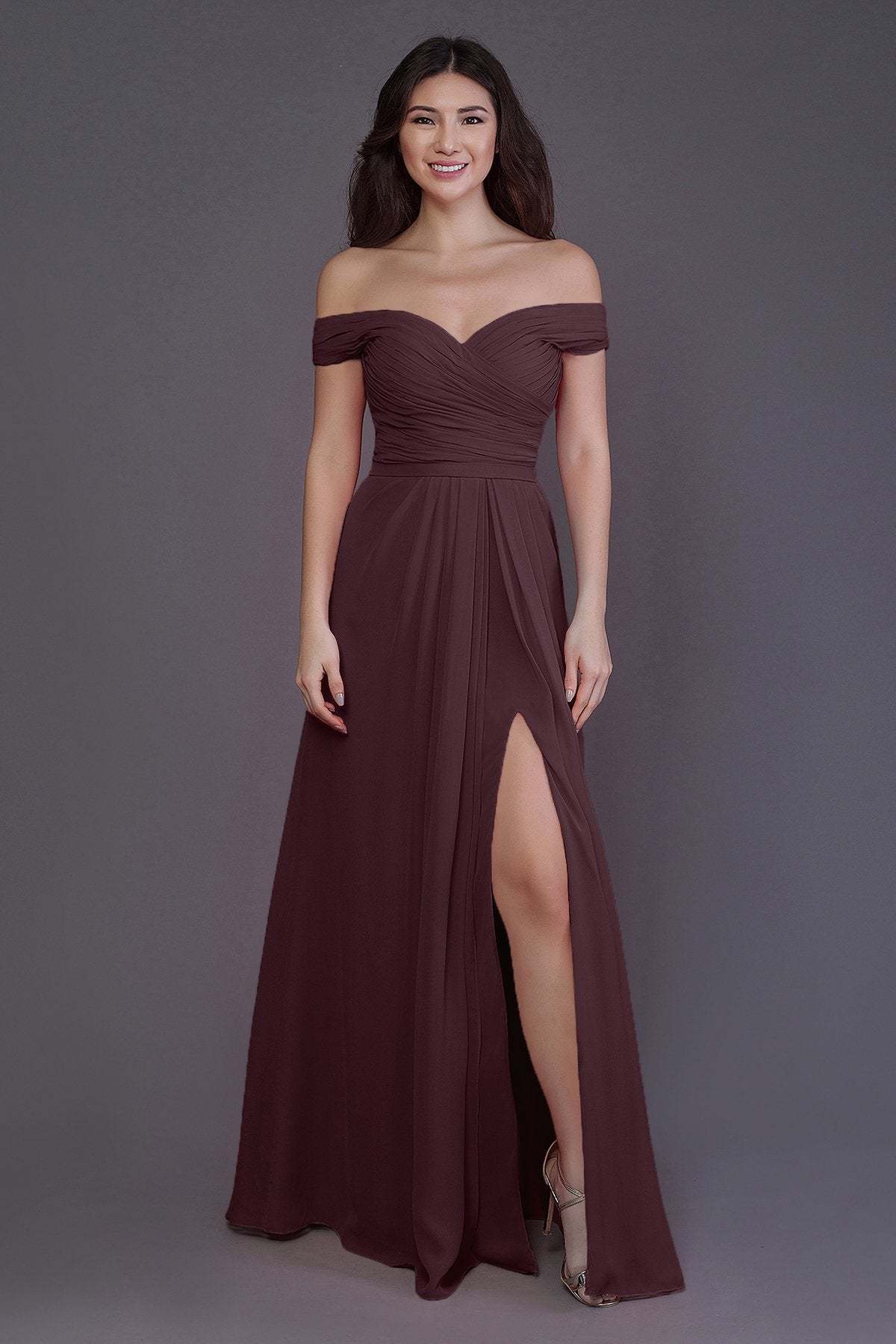 Sheath-Column Floor Length Chiffon Bridesmaid Dress PR3536