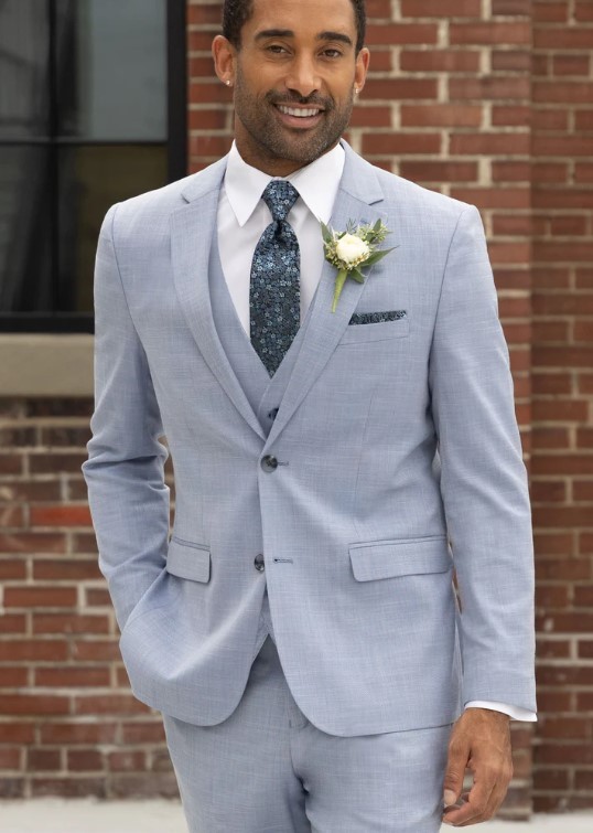 (Buy) Oxford Blue Stretch Slim Fit Suit Coat | STYLE NOBC