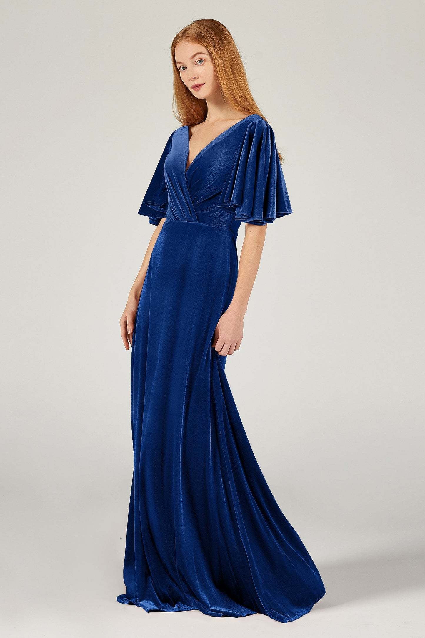 A-Line Floor Length Velvet Bridesmaid Dress Formal Dresses CB0367