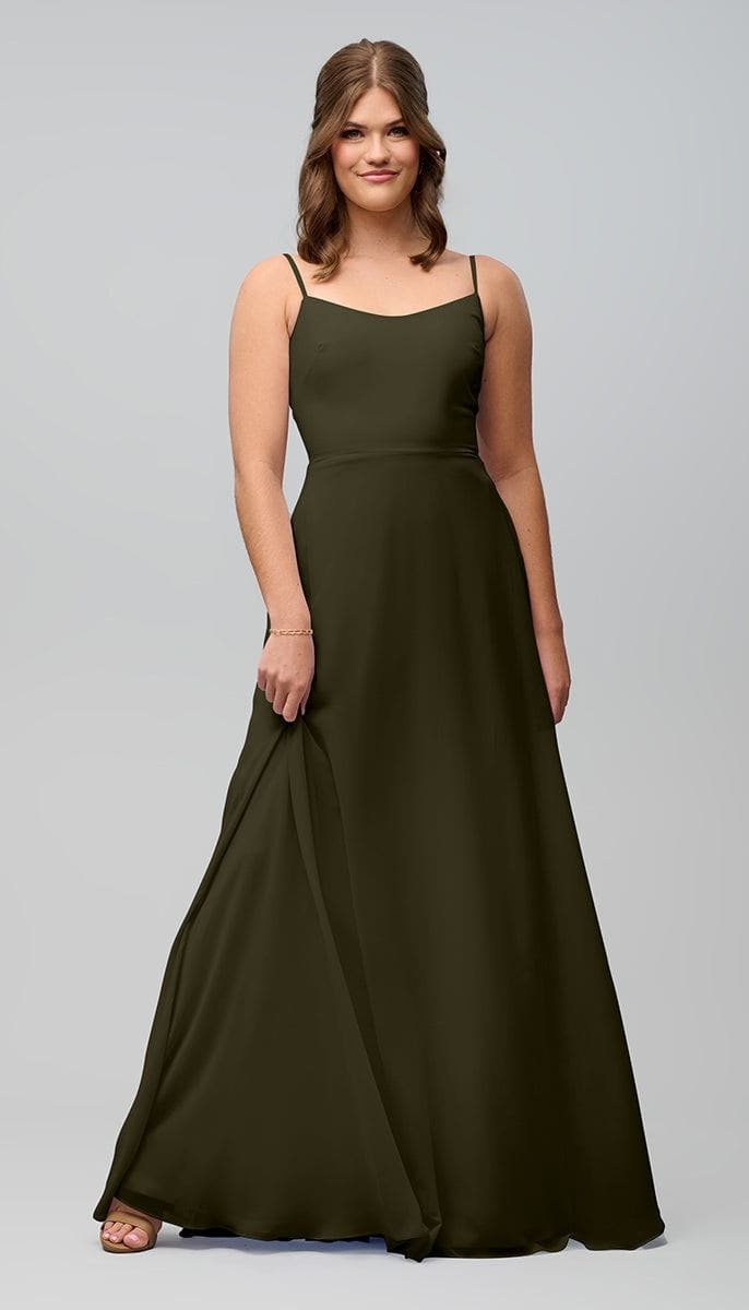 Chic Slim A-Line Scoop Spaghetti Straps Bridesmaid Dress