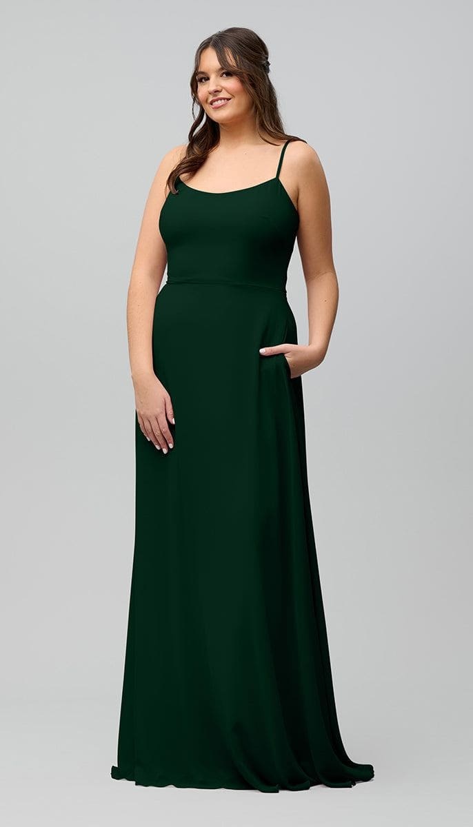 Chic Slim A-Line Scoop Spaghetti Straps Bridesmaid Dress