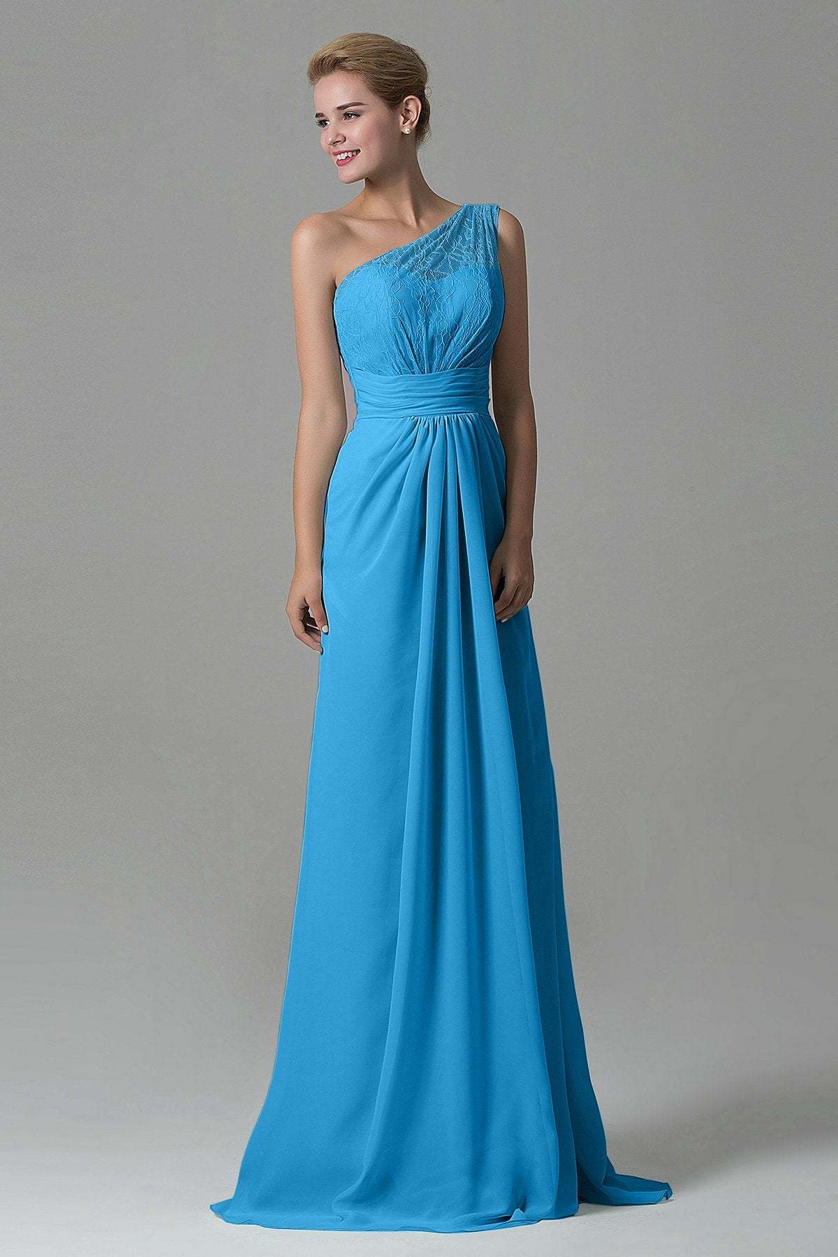 Sheath Sweep Train Lace/Chiffon Bridesmaid Dress COZK16004