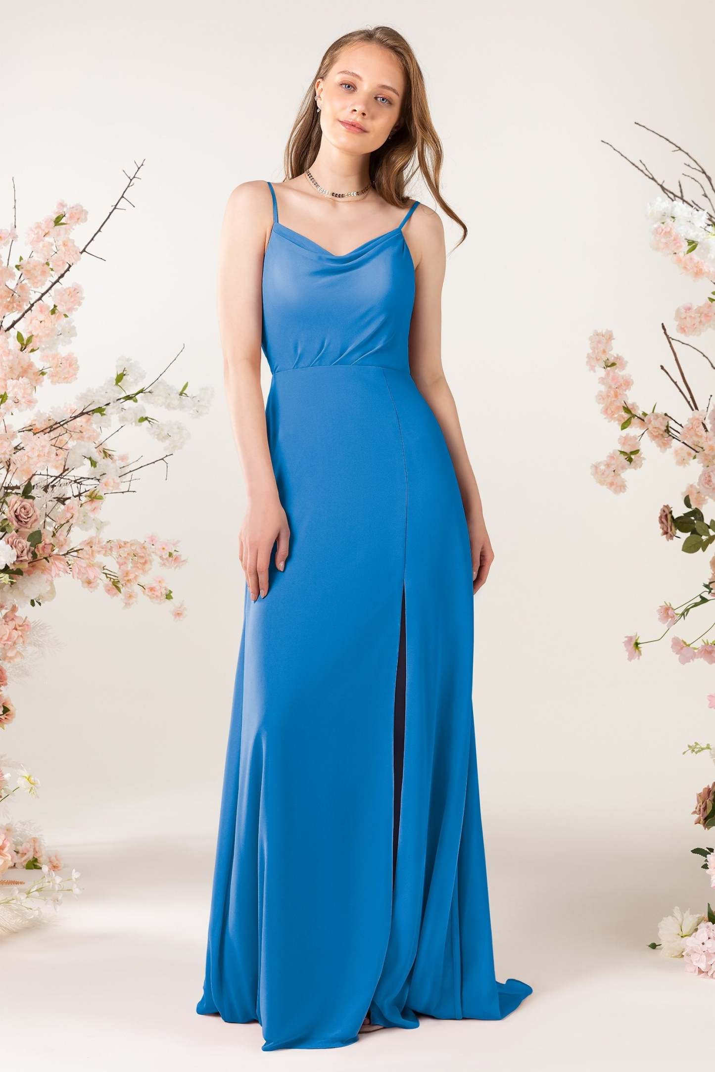 Sheath Sweep-Brush Train Chiffon Bridesmaid Dress CB0457