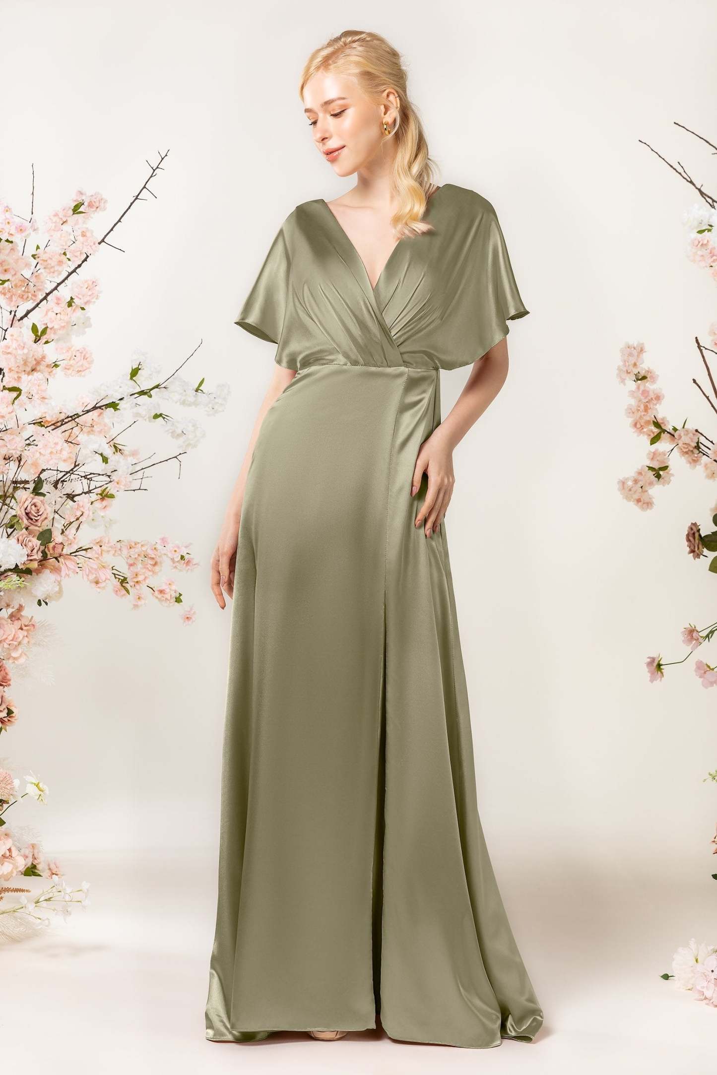 Sheath Sweep Acetate Satin Bridesmaid Dress Formal Dresses CB0505