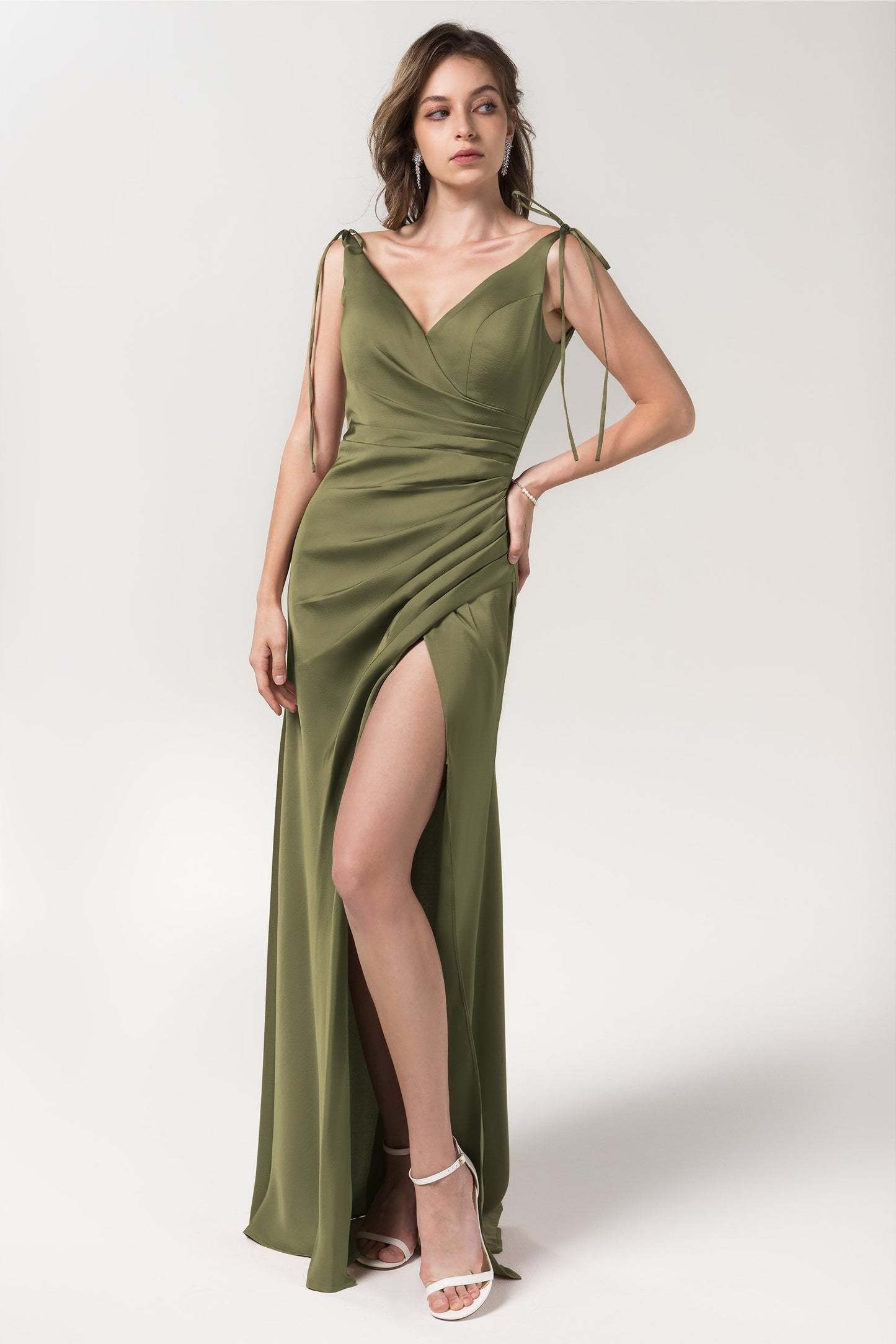 Sheath Floor Length Luxe Satin Bridesmaid Dress Formal Dresses CB0585