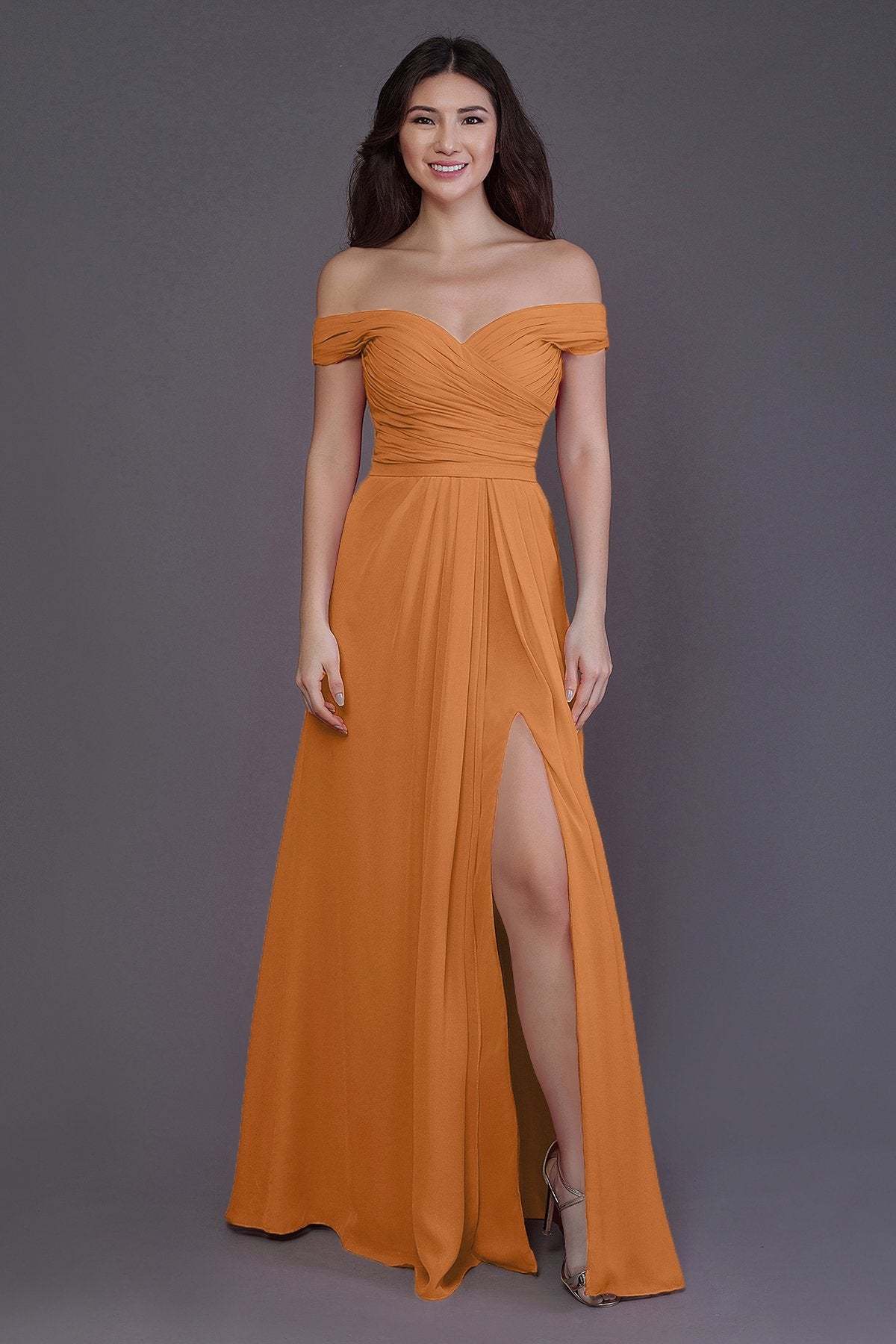 Sheath-Column Floor Length Chiffon Bridesmaid Dress PR3536