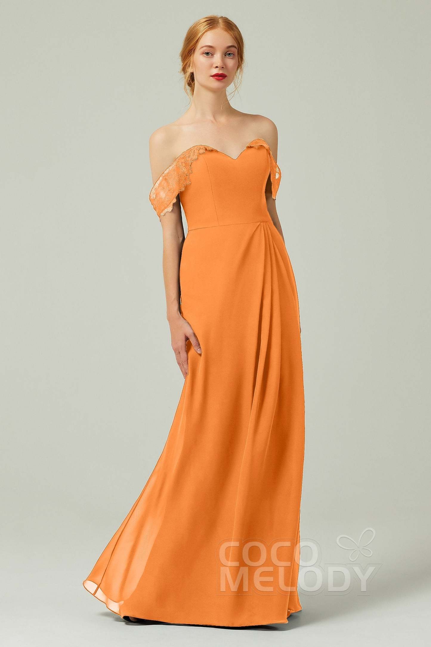 Sheath-Column Floor Length Chiffon Bridesmaid Dress Formal Dresses CB0338