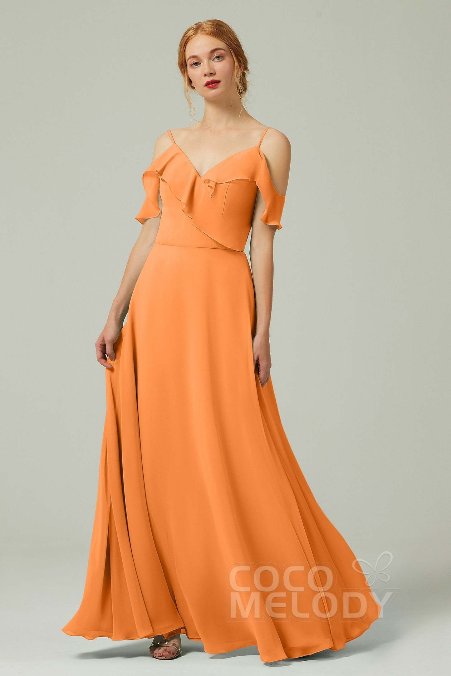 A-Line Floor Length Chiffon Bridesmaid Dress CB0326