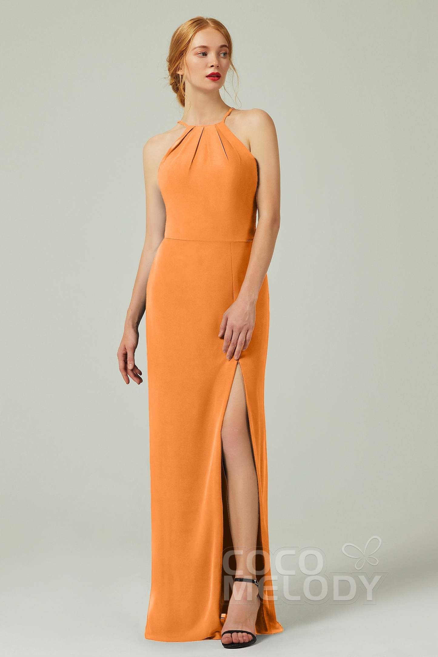 Sheath-Column Floor Length Chiffon Bridesmaid Dress Formal Dresses CB0337