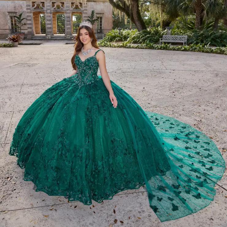 V-Neck Beading Embroidered Lace Quinceanera Dress With Detachable Cape #PR12261