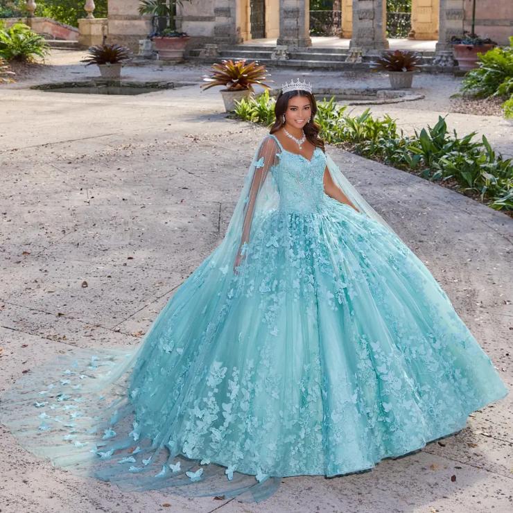 V-Neck Beading Embroidered Lace Quinceanera Dress With Detachable Cape #PR12261