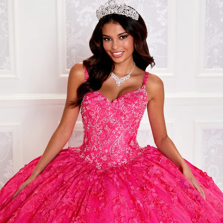 V-Neck Beading Embroidered Lace Quinceanera Dress With Detachable Cape #PR12261