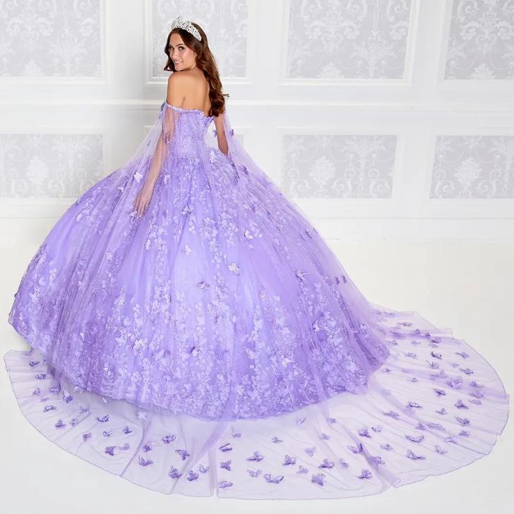 V-Neck Beading Embroidered Lace Quinceanera Dress With Detachable Cape #PR12261