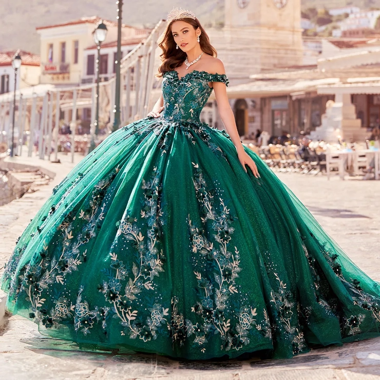 Sweetheart Off-The-Shoulder Glitter Tulle Beading Quinceanera Dress #PR12263
