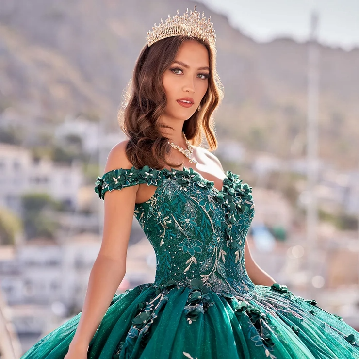Sweetheart Off-The-Shoulder Glitter Tulle Beading Quinceanera Dress #PR12263