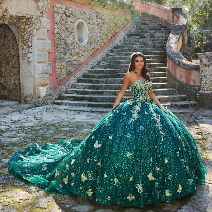 Sweetheart Strapless Embroidered Lace Quinceanera Dress With 3D Flowers #PR30121
