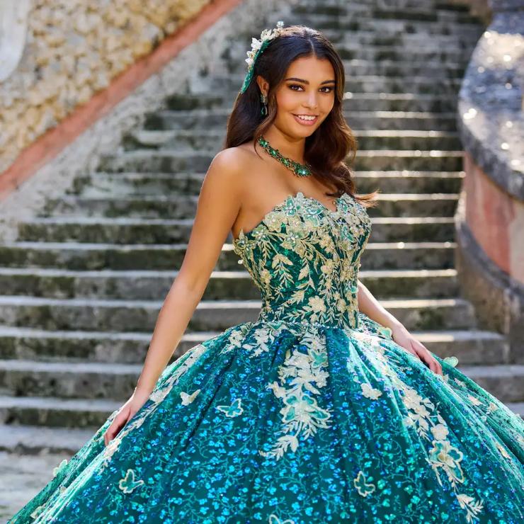 Sweetheart Strapless Embroidered Lace Quinceanera Dress With 3D Flowers #PR30121