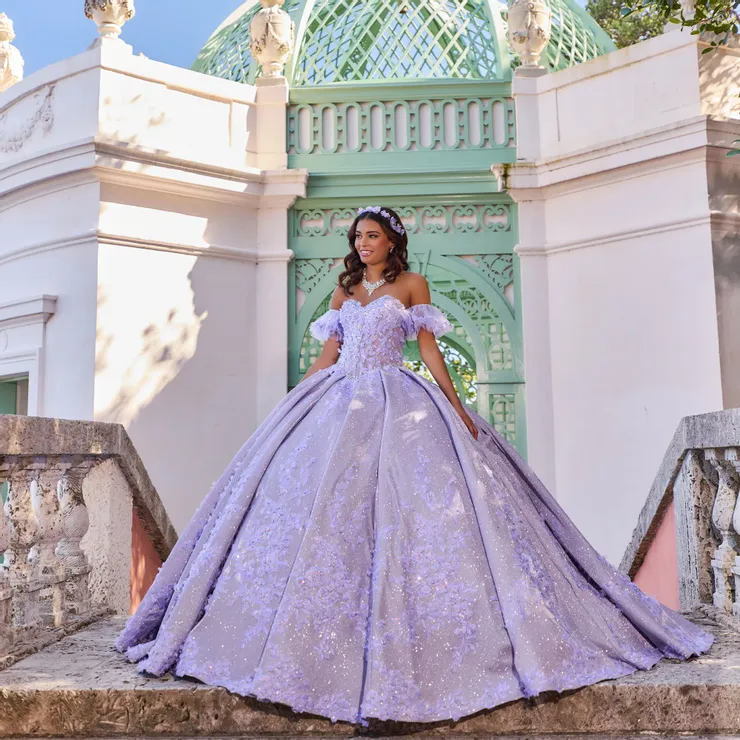 Dreamy Sweetheart Off-the-Shoulder Ombre Glitter Tulle Quinceanera Dre