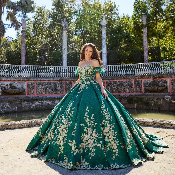 Stunning Sweetheart Embroidered Lace Glitter Quinceanera Dress #PR30134