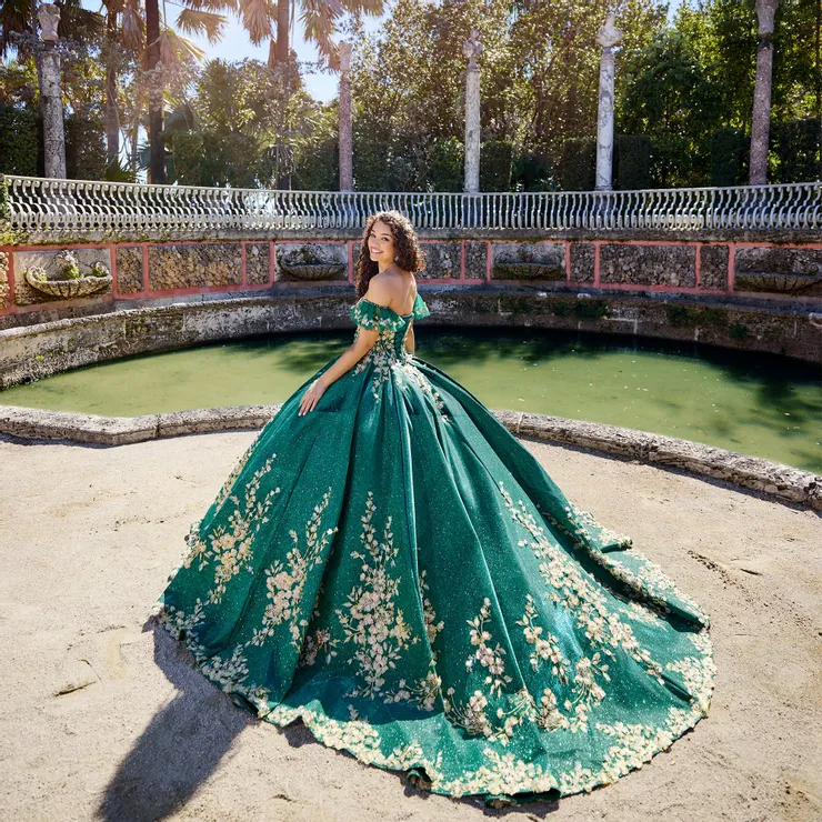 Stunning Sweetheart Embroidered Lace Glitter Quinceanera Dress #PR30134