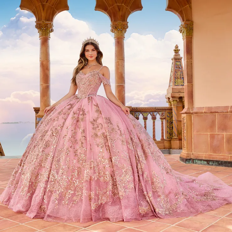 Dreamy Scoop Sweetheart Glitter Tulle Lace Appliques Quinceanera Dress #PR30153