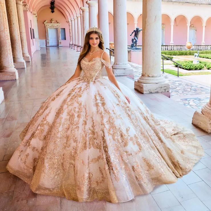 Dreamy Scoop Sweetheart Glitter Tulle Lace Appliques Quinceanera Dress #PR30153