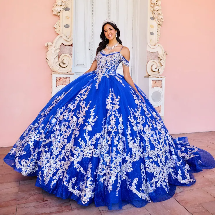 Dreamy Scoop Sweetheart Glitter Tulle Lace Appliques Quinceanera Dress #PR30153