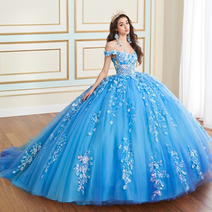 Dreamy Sweetheart Off-the-Shoulder Ombre Glitter Tulle Quinceanera Dress #PR30162