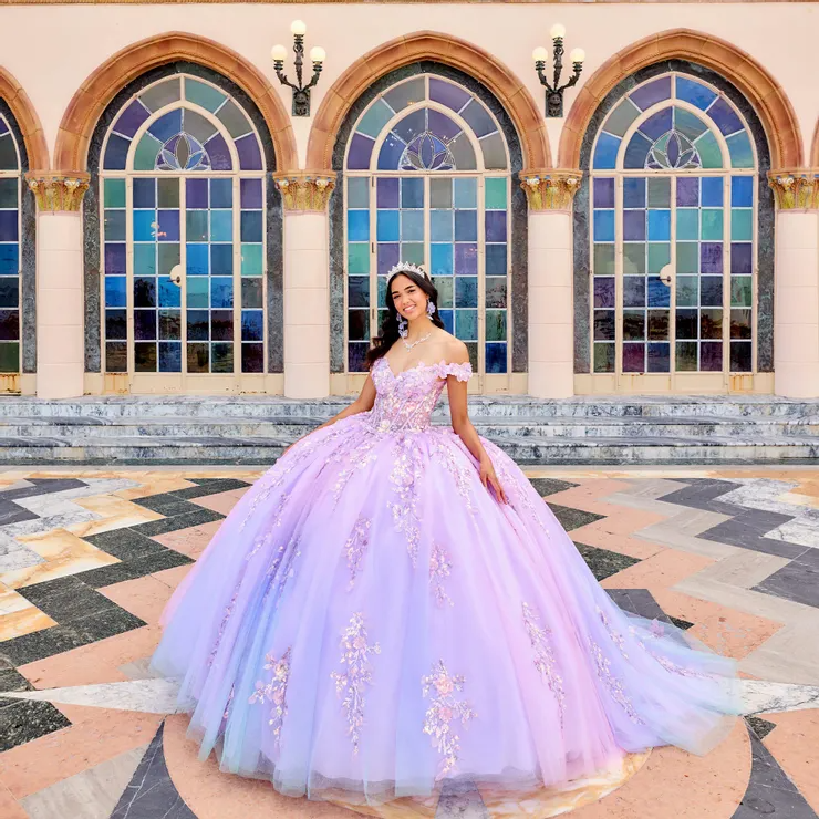 Dreamy Sweetheart Off-the-Shoulder Ombre Glitter Tulle Quinceanera Dress #PR30162