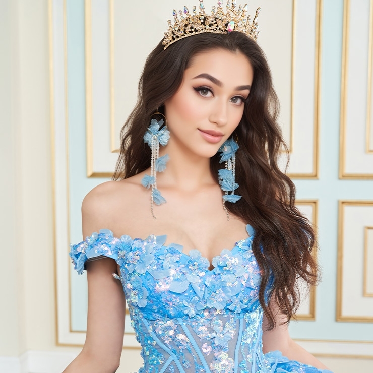 Dreamy Sweetheart Off-the-Shoulder Ombre Glitter Tulle Quinceanera Dress #PR30162