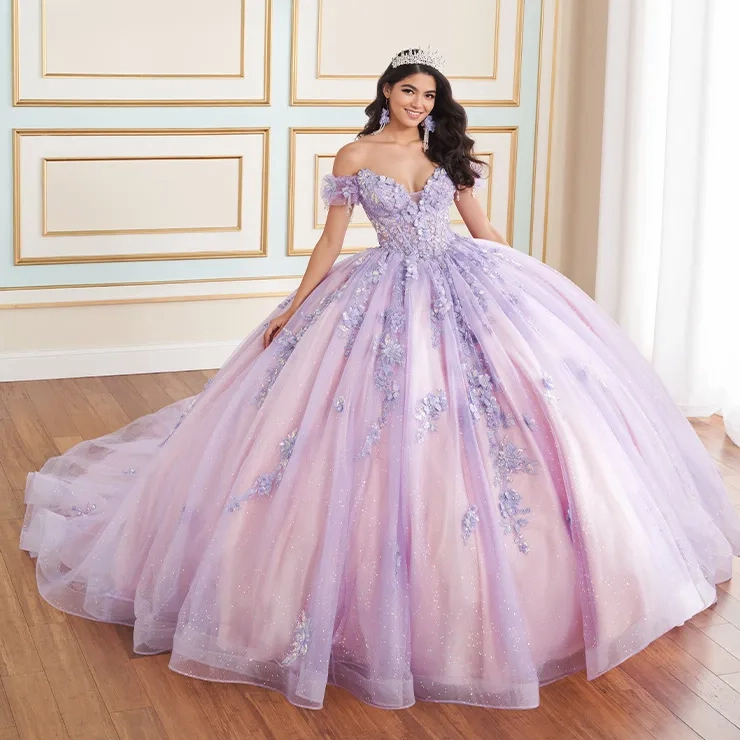 Shimmering Sweetheart Off-The-Shoulder Sequin Appliques Quinceanera Dress #PR30174