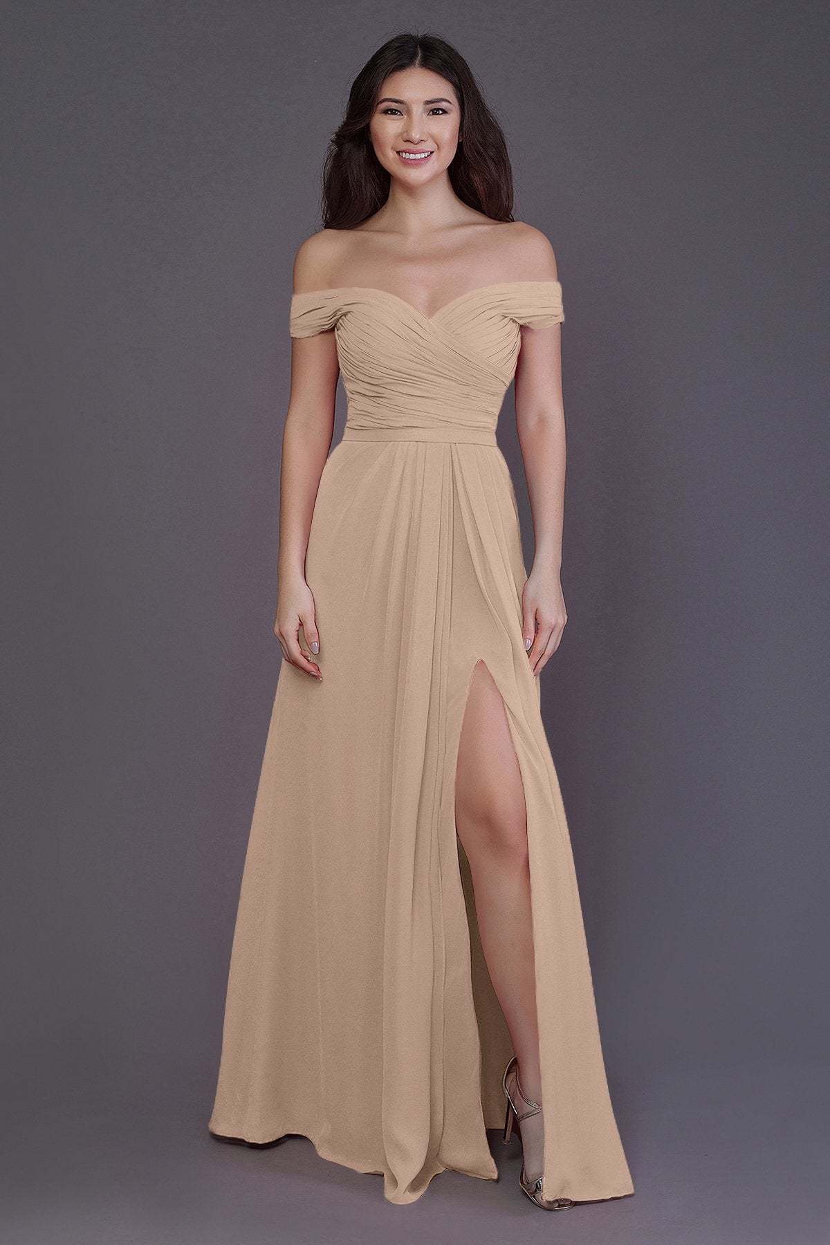 Sheath-Column Floor Length Chiffon Bridesmaid Dress PR3536
