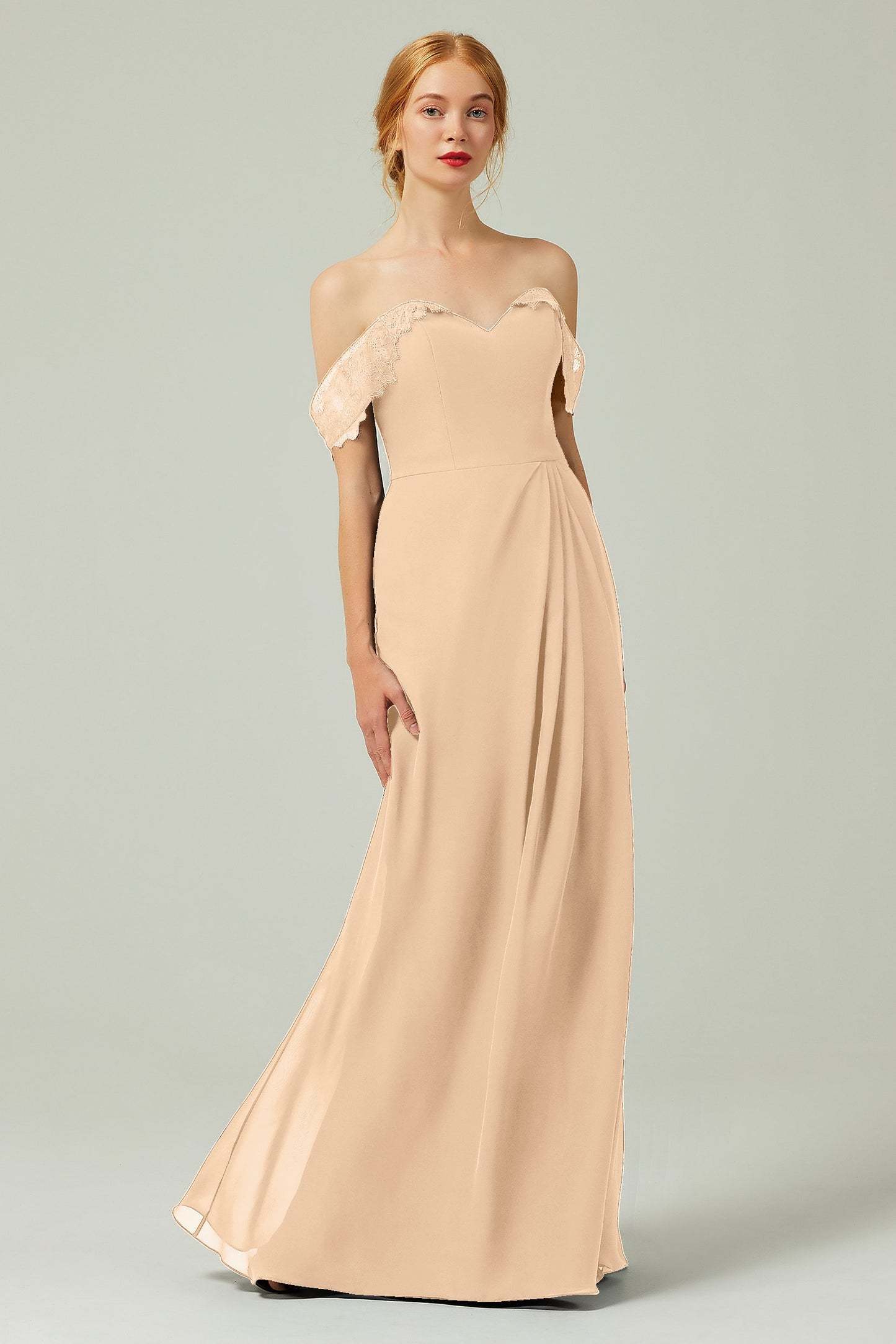 Sheath-Column Floor Length Chiffon Bridesmaid Dress Formal Dresses CB0338