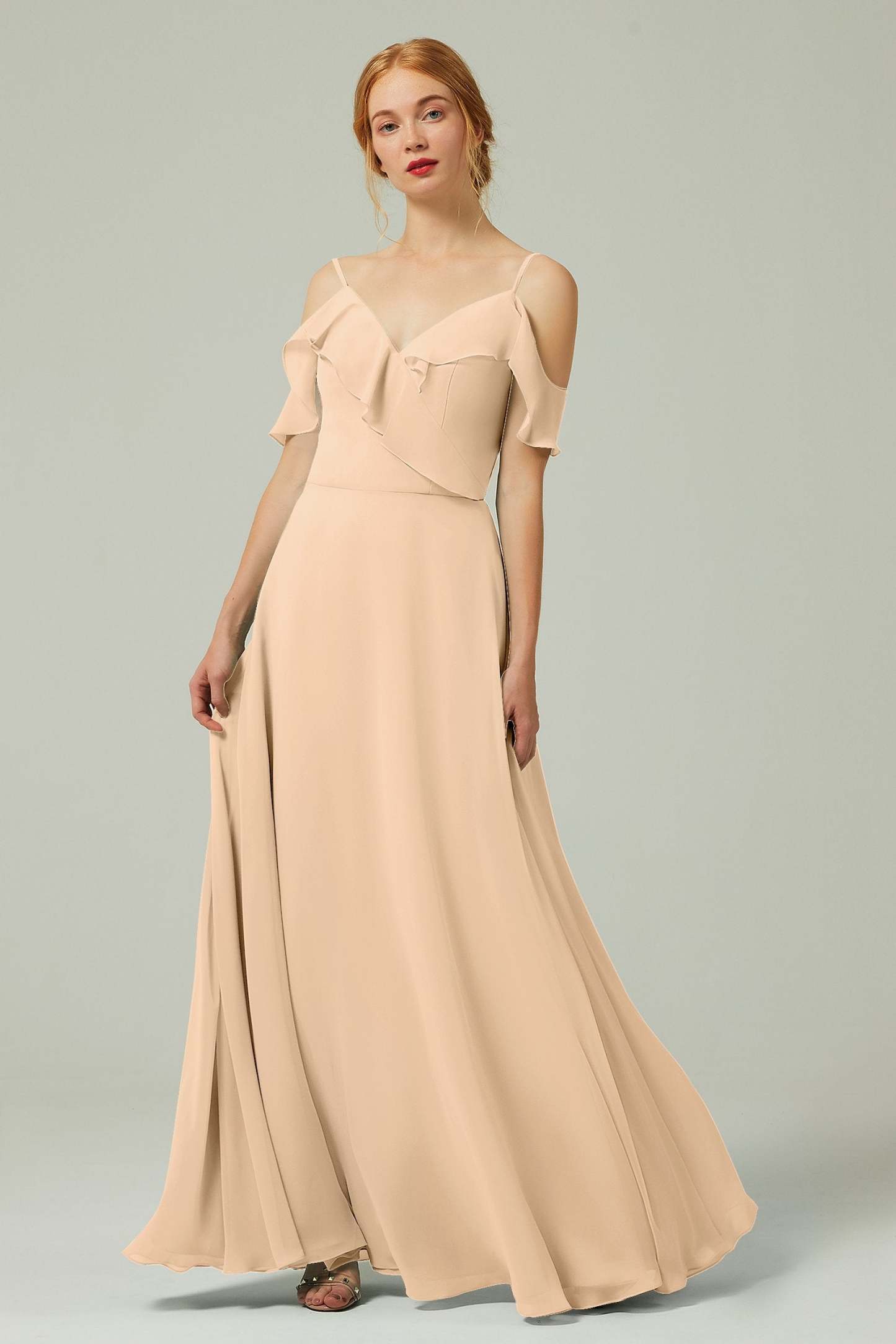 A-Line Floor Length Chiffon Bridesmaid Dress CB0326