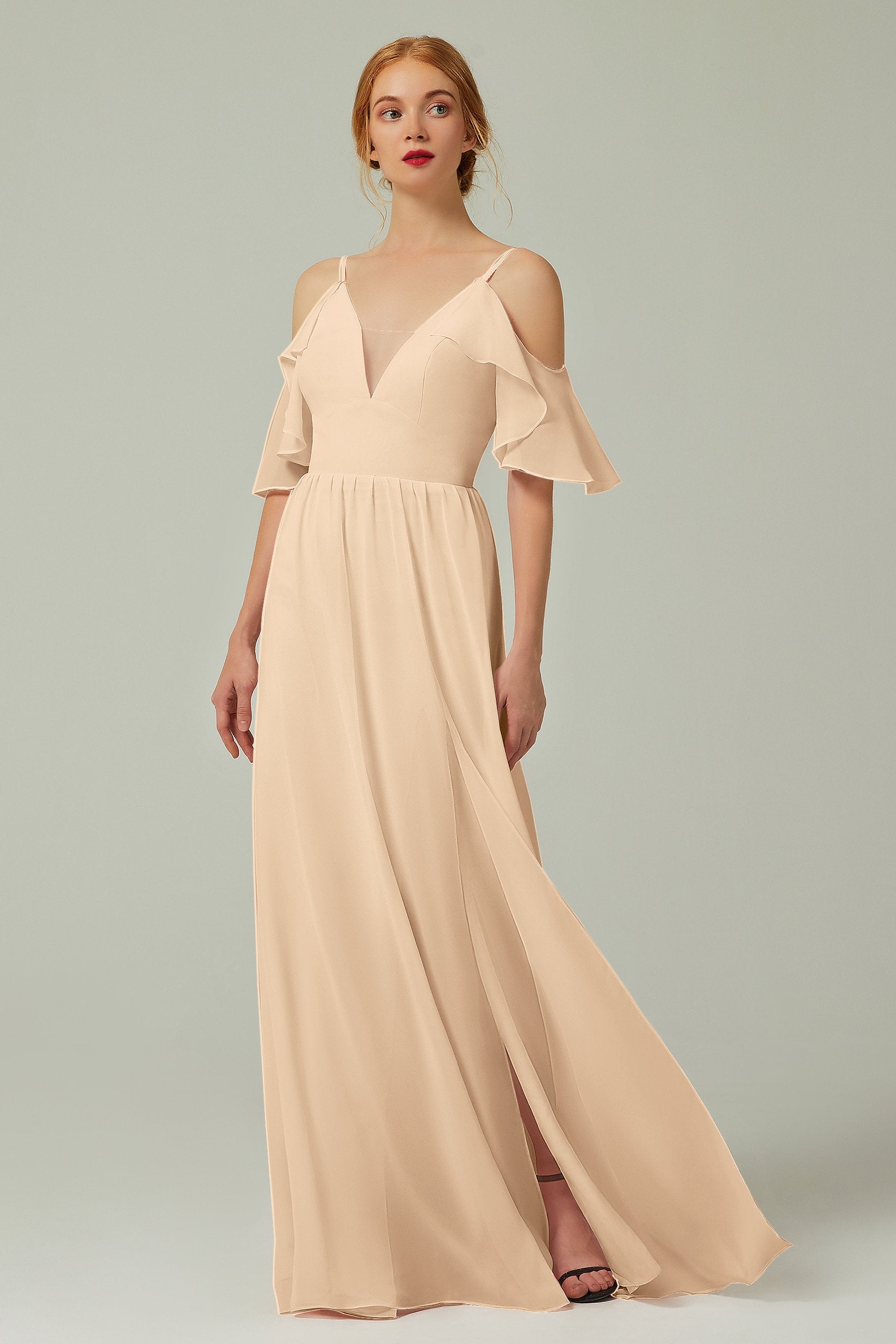 A-Line Floor Length Chiffon Bridesmaid Dress CB0236