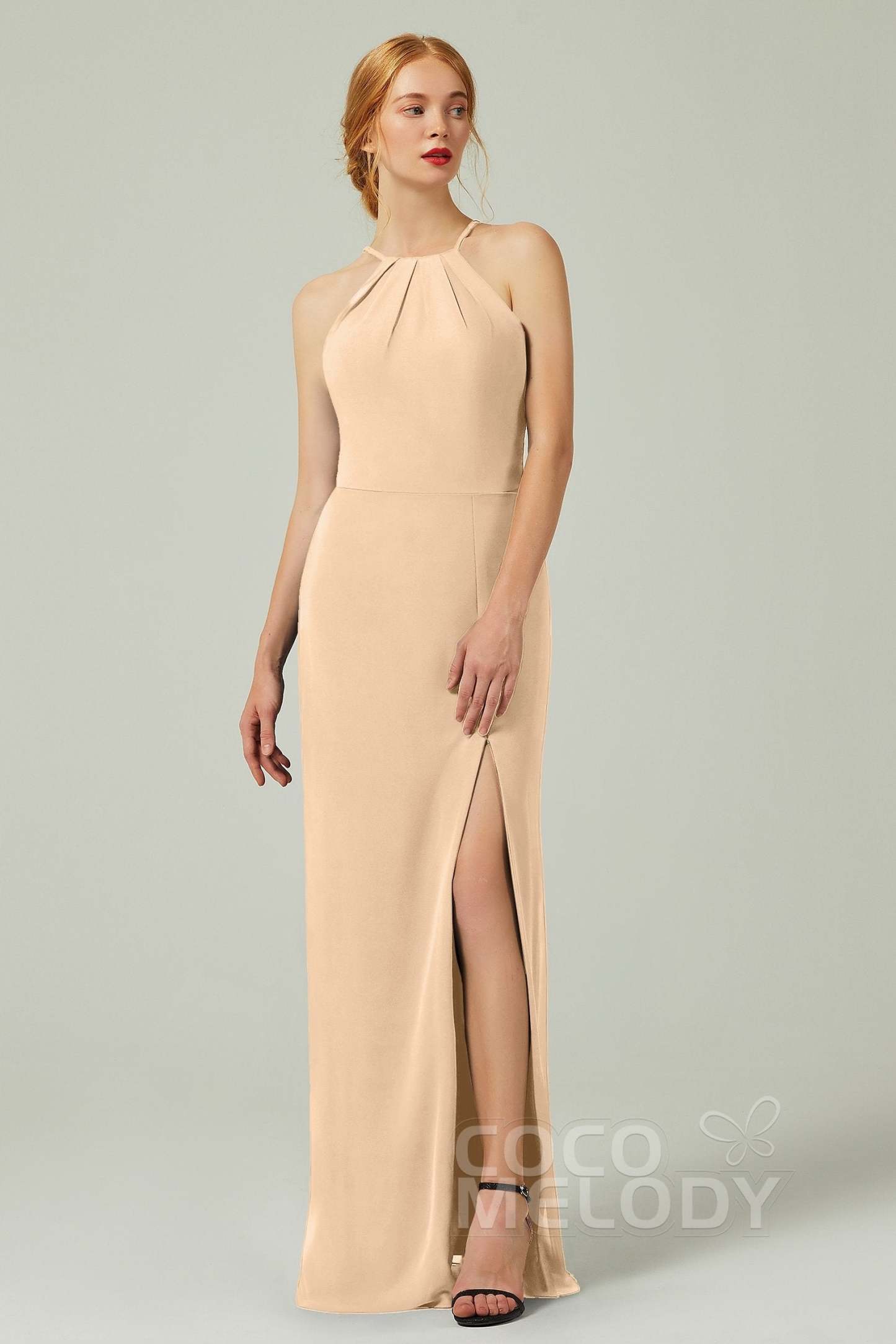 Sheath-Column Floor Length Chiffon Bridesmaid Dress Formal Dresses CB0337