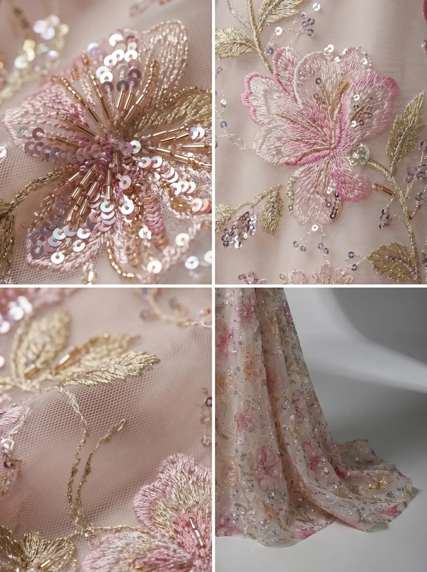 Pink Floral A-Line Prom Dress | Sparkly Strapless Sequin Gown