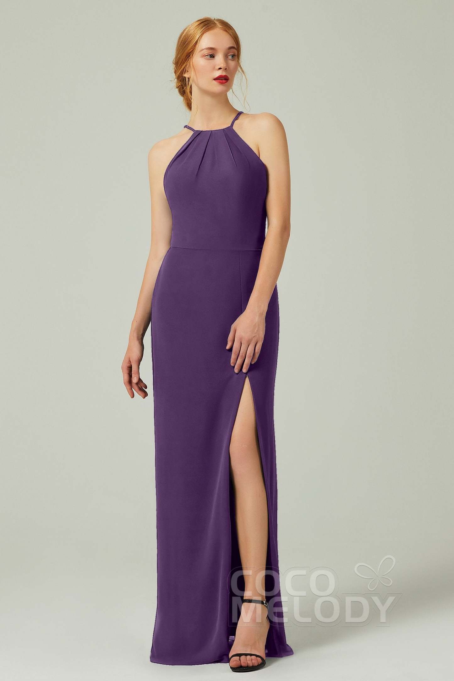 Sheath-Column Floor Length Chiffon Bridesmaid Dress Formal Dresses CB0337