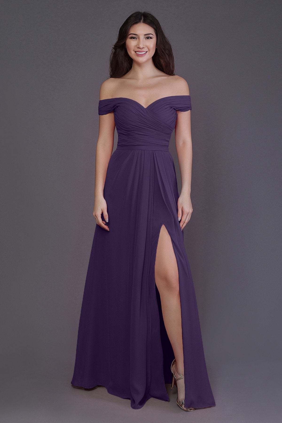 Sheath-Column Floor Length Chiffon Bridesmaid Dress PR3536