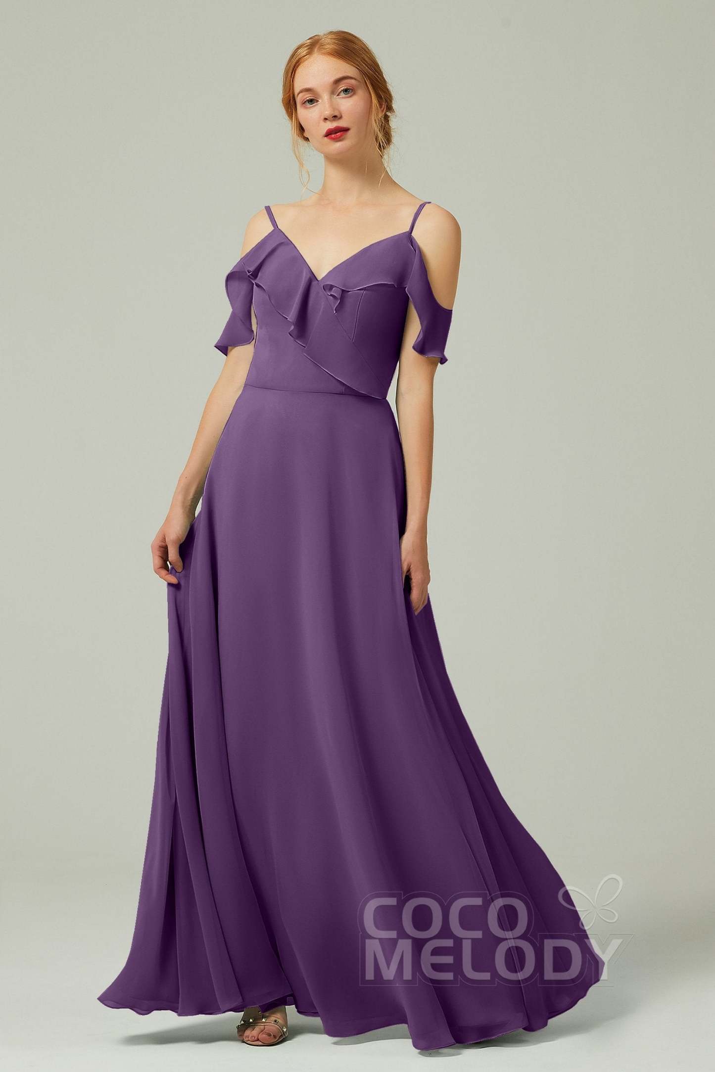 A-Line Floor Length Chiffon Bridesmaid Dress CB0326