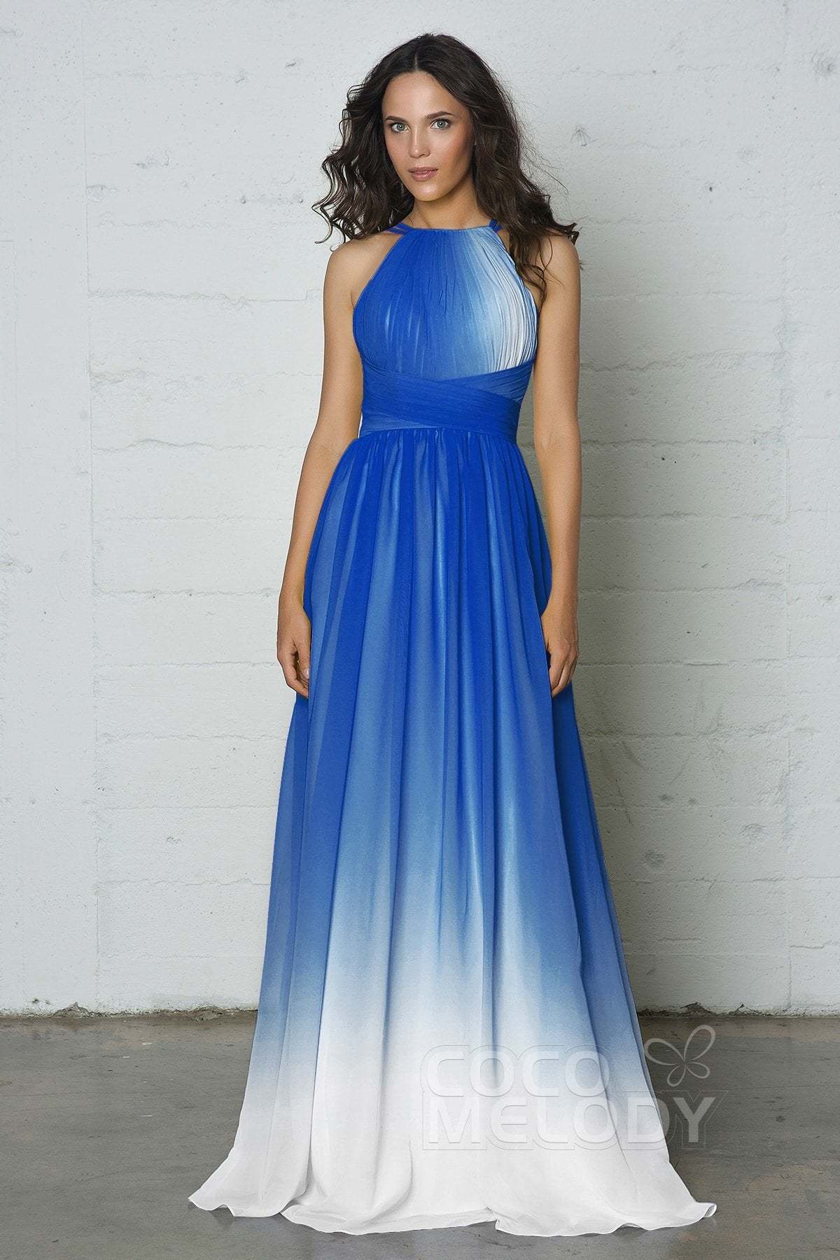 Sheath-Column Floor Length Chiffon Ombre Dress COZF17008