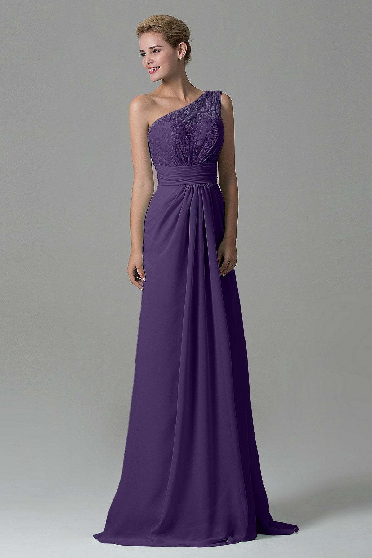 Sheath Sweep Train Lace/Chiffon Bridesmaid Dress COZK16004