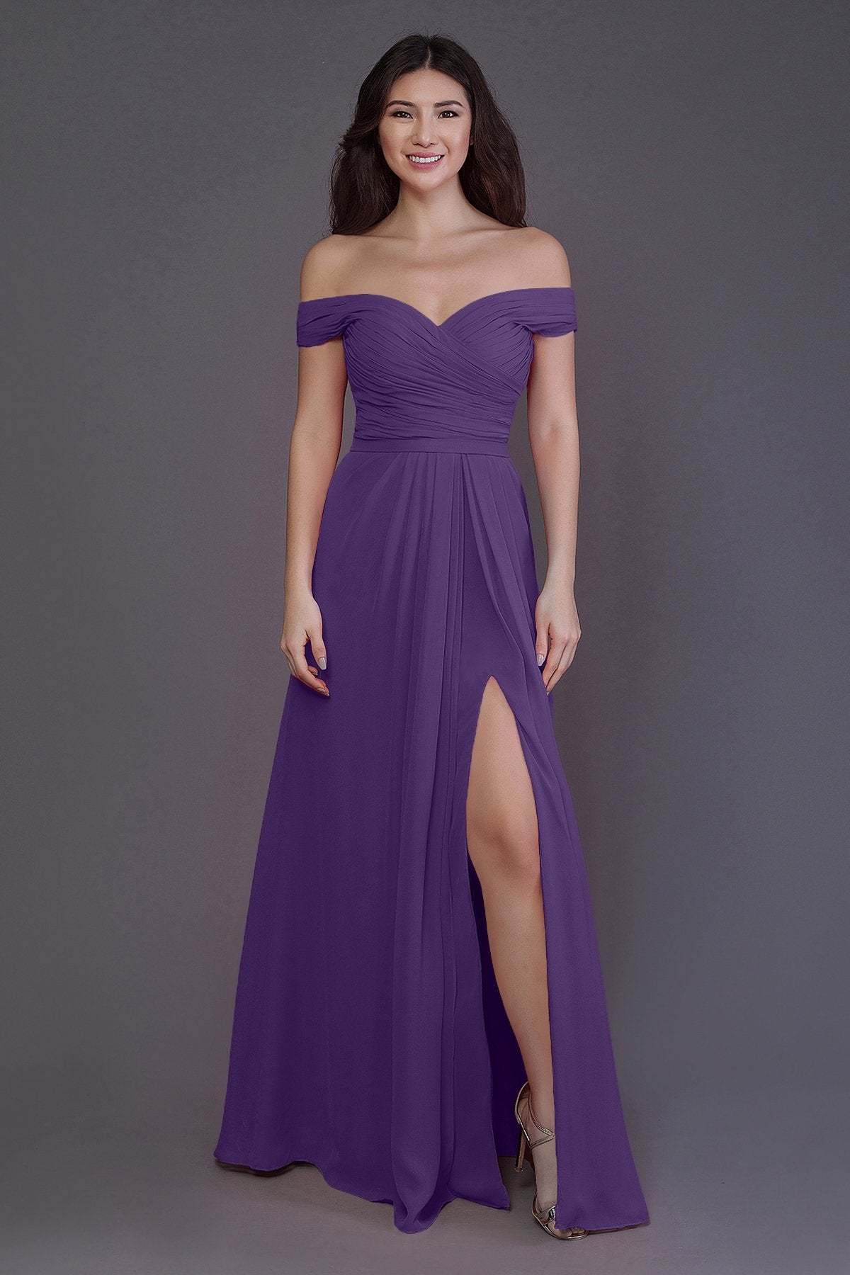 Sheath-Column Floor Length Chiffon Bridesmaid Dress PR3536
