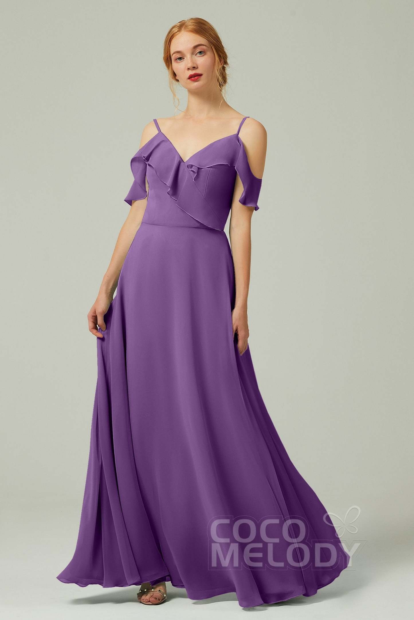 A-Line Floor Length Chiffon Bridesmaid Dress CB0326
