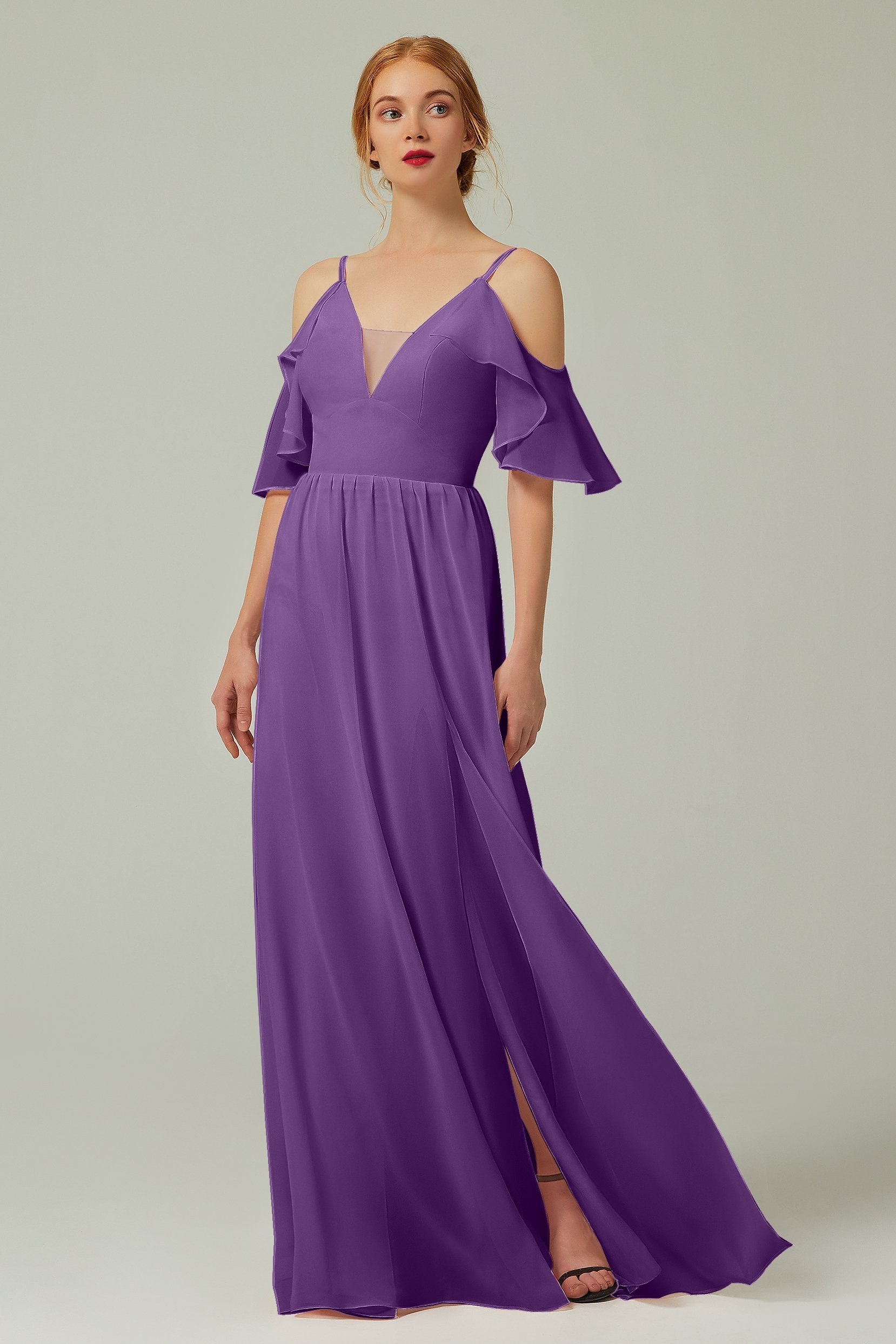 A-Line Floor Length Chiffon Bridesmaid Dress CB0236