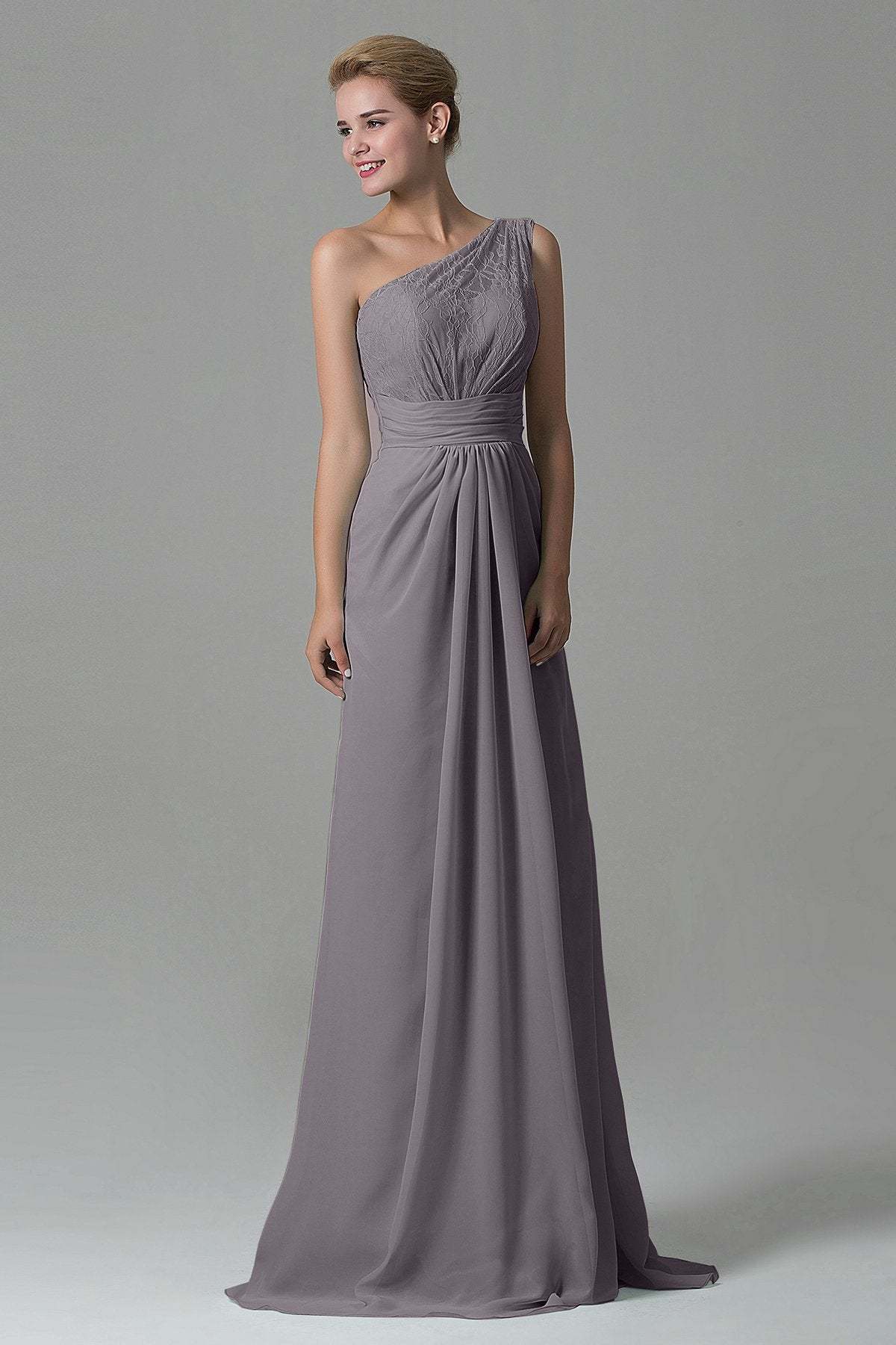 Sheath Sweep Train Lace/Chiffon Bridesmaid Dress COZK16004