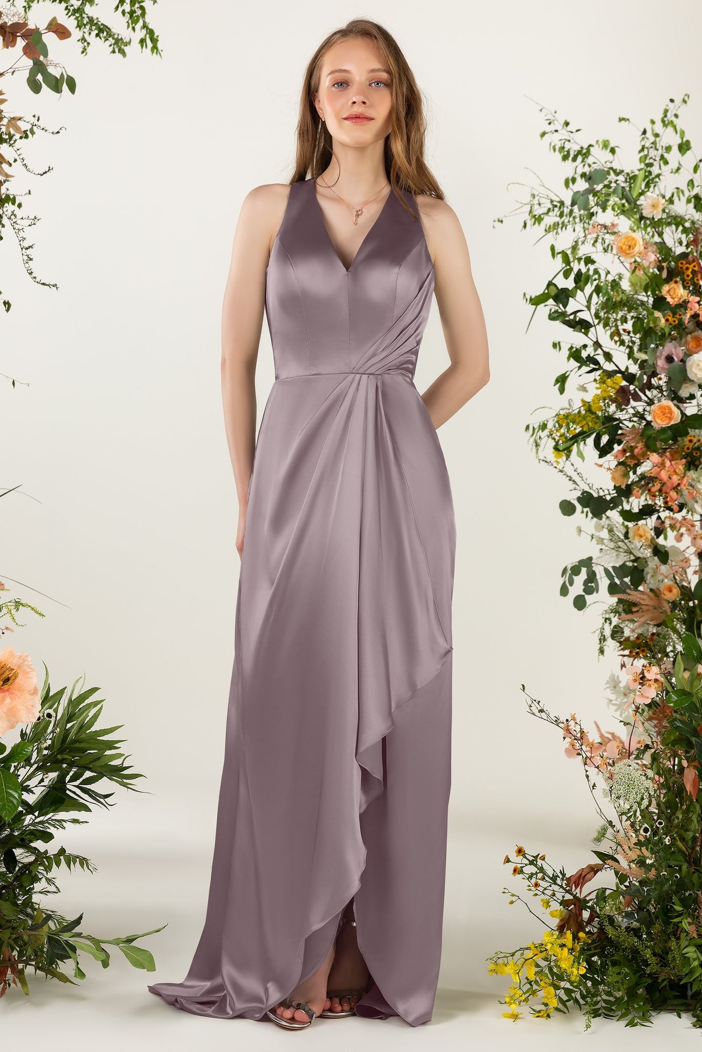 Sheath Sweep Acetate Satin Bridesmaid Dress Formal Dresses CB0499